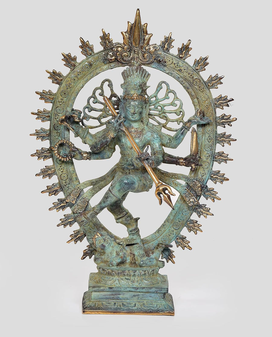 Vintage Indonesian Bronze Natraj Lord Shiva Dancing Statue (Height: 13.5 Inches) Craft Detail