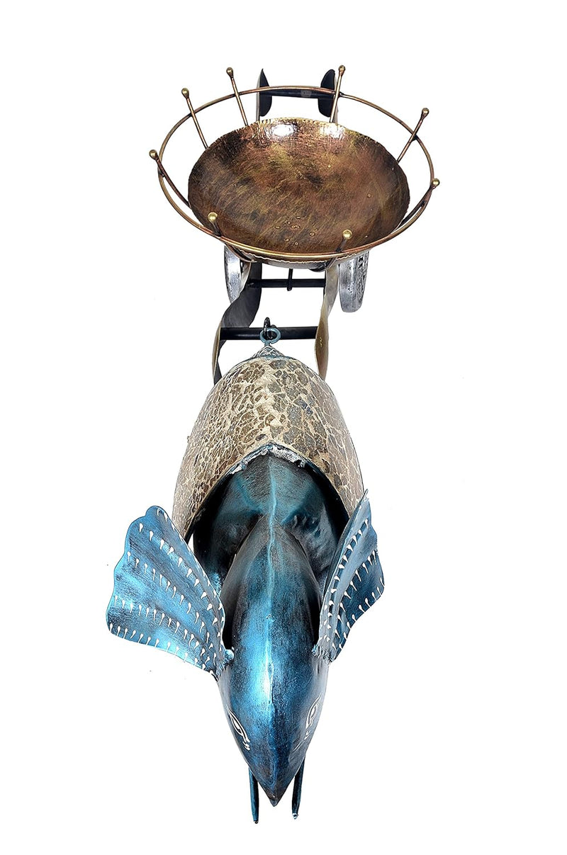 Iron Elephant with Cart Table topper Decorative Showpiece (Height 13 Inches)