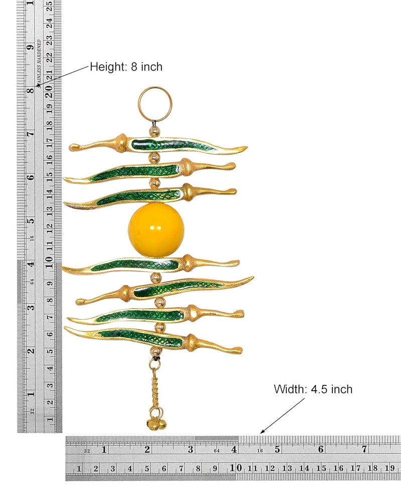 White Metal Nimbu Mirchi Nazar Battu Evil Eye Protector Hanging (Height 8 Inch)