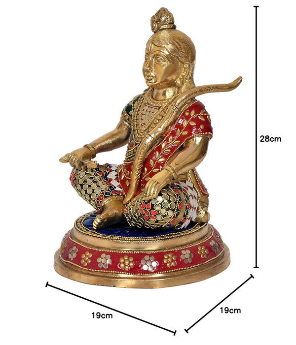 Brass Ram Lalla Sitting Idol Murti Stone Work (Height : 11 inch) Study Setting