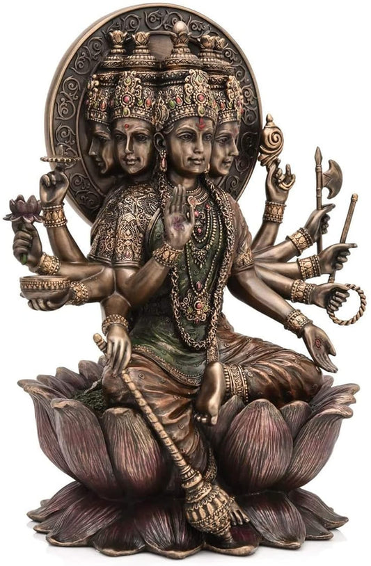 Resin Gayatri Mata On Lotus (Height-11 Inches)