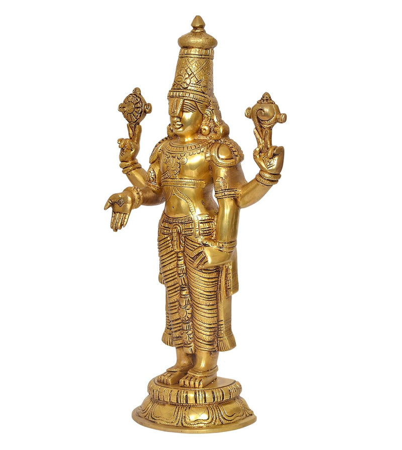 Brass Lord Tirupati Bala Ji Idol Statue Home Temple Office Figurine Showpiece Multicolour (Height 18 Inch)