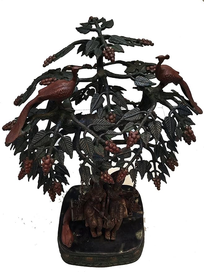 Brass Krishna Radha on Swing under tree (Height: 28.5)