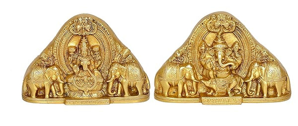 Brass Sitting Lakshmi Ganesh Idol Statue Murti for Diwali Pooja, Height : 4.5 inch Entryway Setting
