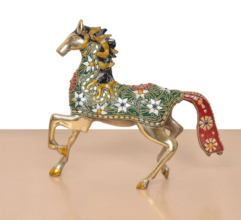 Brass Running Horse Showpiece (Height : 10.5 inch)