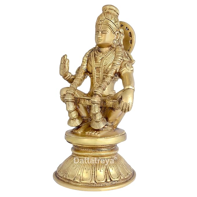 Brass Lord Ayyappa Ayyappa Statue (Height 8 inch)
