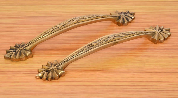 Brass Leaf Carved Design Main Door Handle Pair (Pack of 2) (Height : 12 inch) Study Setting