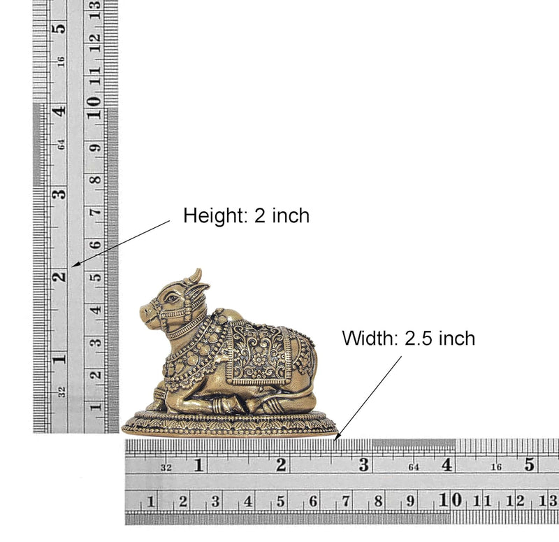 Bronze Nandi Statue for home temple (Height: 2 Inch)