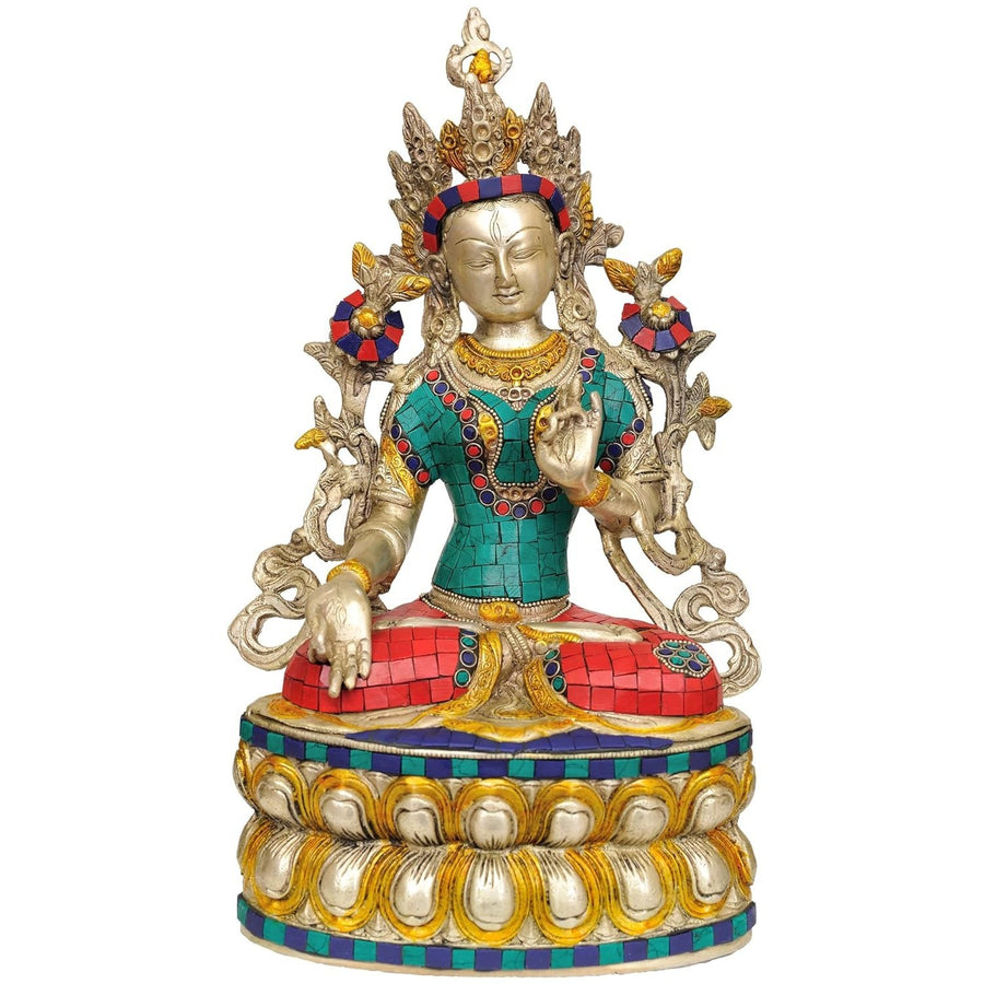Brass Deity White Tara (Height 14 Inches)