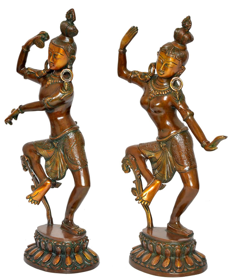 Brass Dancing Shiva Parvati Idols (Height: 17 Inch)