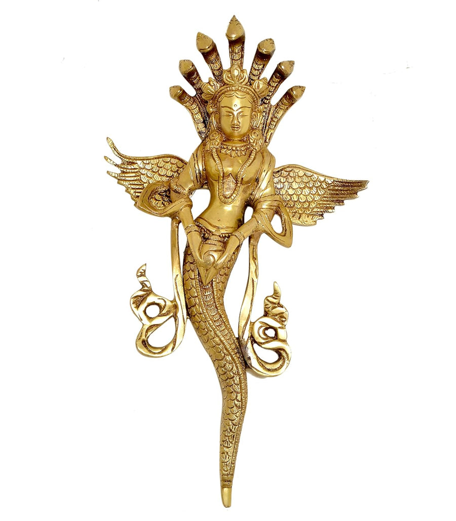 Brass Naga Kanya Statue Brass Idol Statues for Home Decor and Ofice (Height: 14 inches) Craft Detail