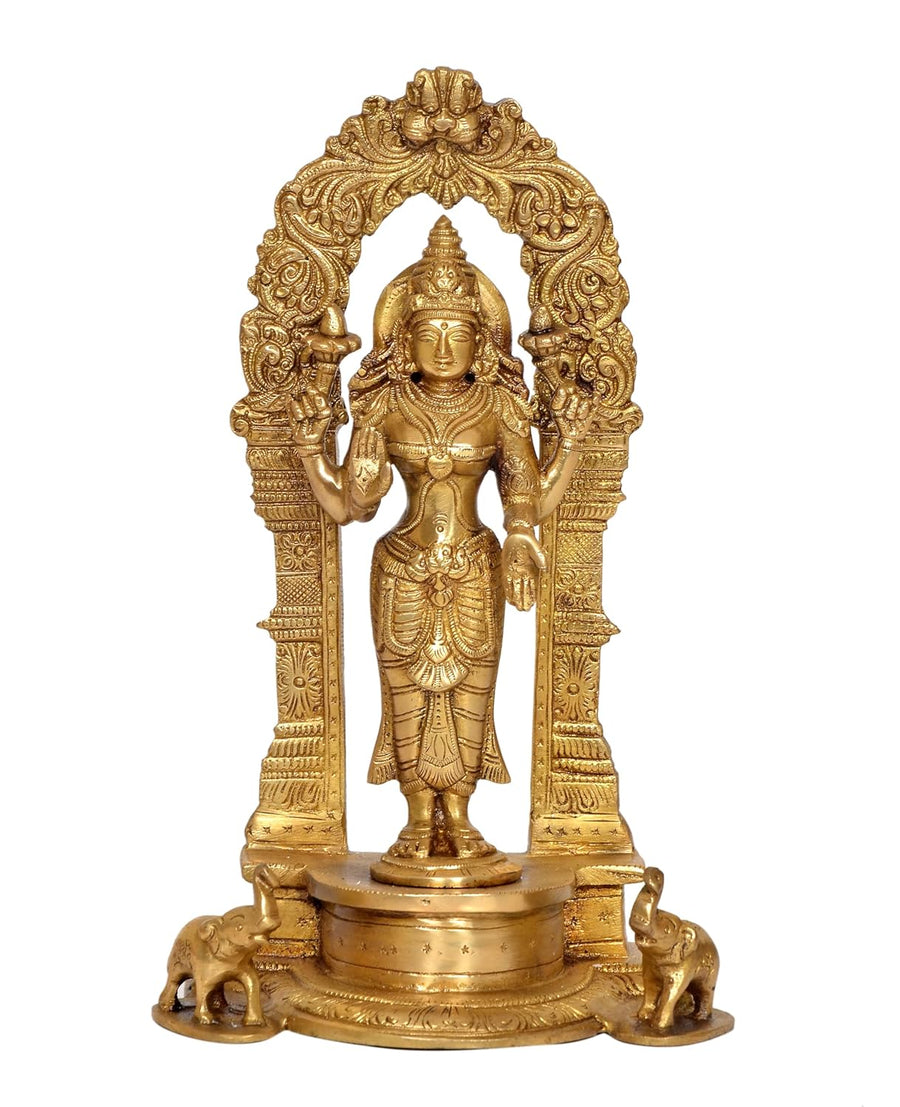 Brass Lakshmi Laxmi Statue Standing Idol Murti for Home Temple Office Mandir, (Height: 9.5 Inch) Craft Detail