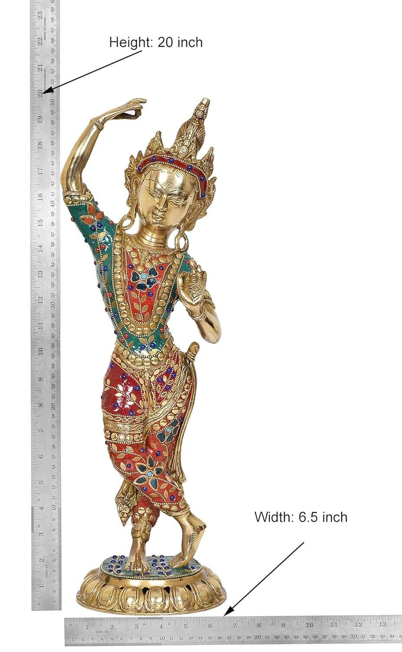 Brass Standing Dancing Tara Devi Statue (Height 20 Inch)