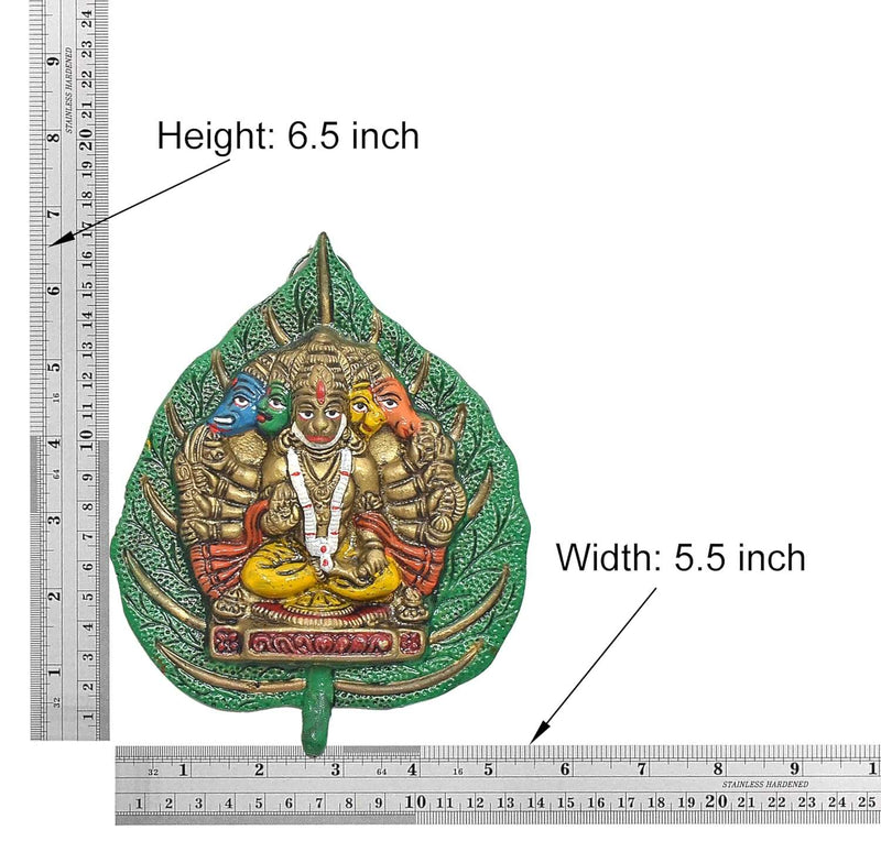 Metal Panchmukhi Hanuman Ji Wall Hanging (Height: 6.5 Inch)