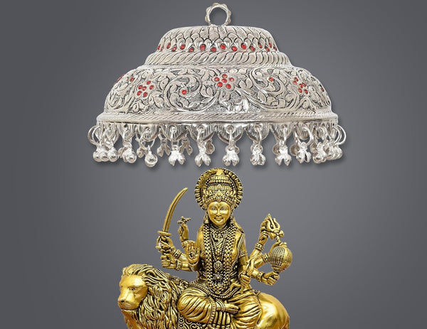 Metal Silver Carved Chattar (Height : 3.5 Inch) Entryway Setting