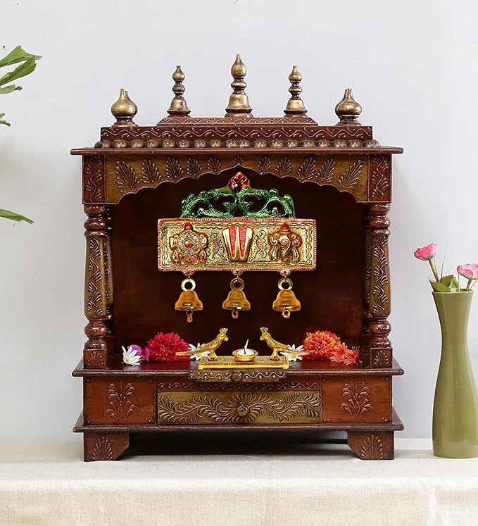 Metal Hanging Balaji Idol Sanku Chakra Namam Latkan Statue Mandir Hanging with Bells Tirupati Balaji Murti Symbol Tilak for Home & Office Height: 6 Inch Craft Detail