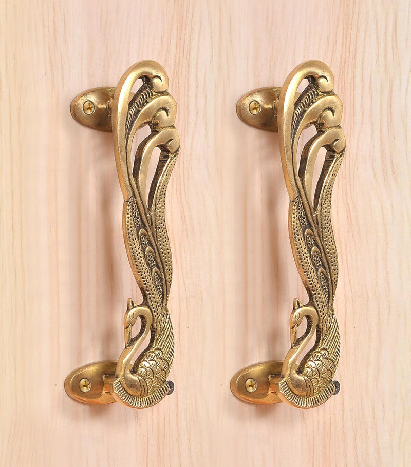 Brass Peacock Design Door Handle Pair (Pack of 2) (Height : 7 inch)