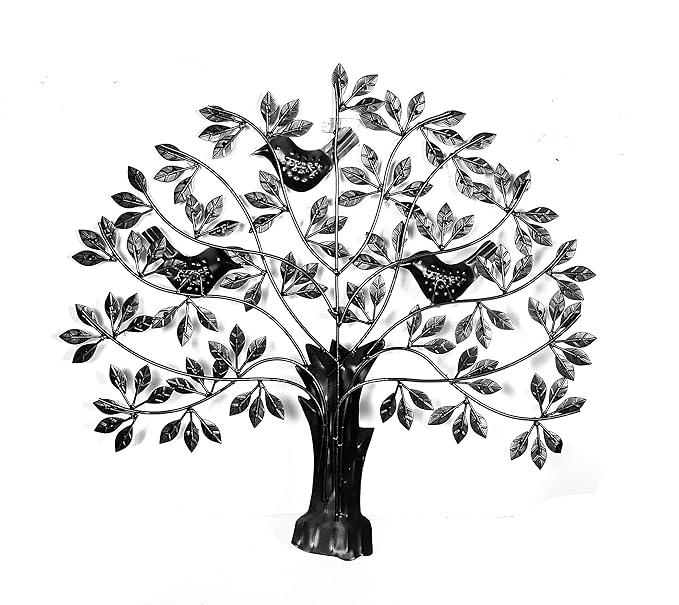 Iron Beautiful Tree with birds Wall Hanging for manifesting peace (Height: 31 Inches)