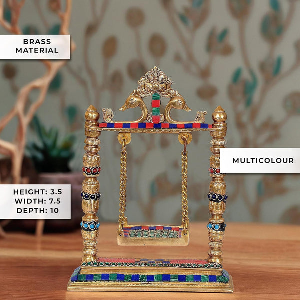 Brass Swing for Ladoo Gopal Idol (Height : 10 inches) Study Setting