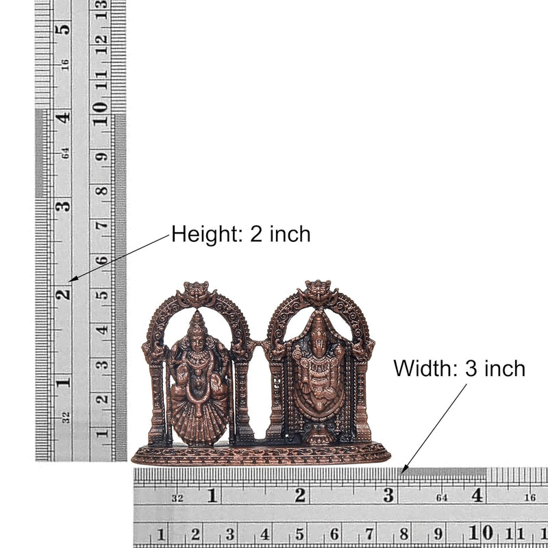 Copper Tirupati Balaji Lakshmi Venkateshwara Idol (Height 2 Inch)