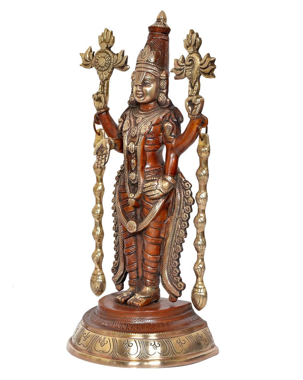 Brass Lord Tirupati Bala Ji Idol Statue for Home Temple Office Decor Figurine Statue Showpiece (Height 16 Inch) Study Setting
