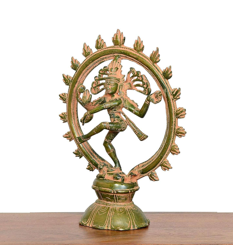 Brass Natraj Lord Shiva Dancing (Height: 9 inch) (Multicolor)
