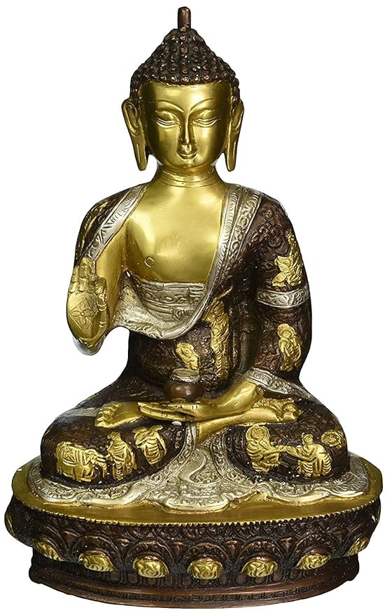Brass Lord Buddha Statue in Abhaya Mudra (Height: 13 inches)