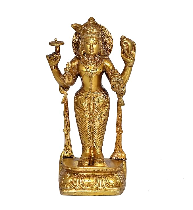 Bhagwan Dhanvantri Brass Idol Statue Figurine for Dhanteras pujan and Home Temple Wealth Golden Height 7.5 Inches Craft Detail