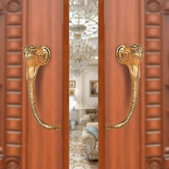 AONA Brass Ganesha Face Door Handle Pair (Pack of 2)