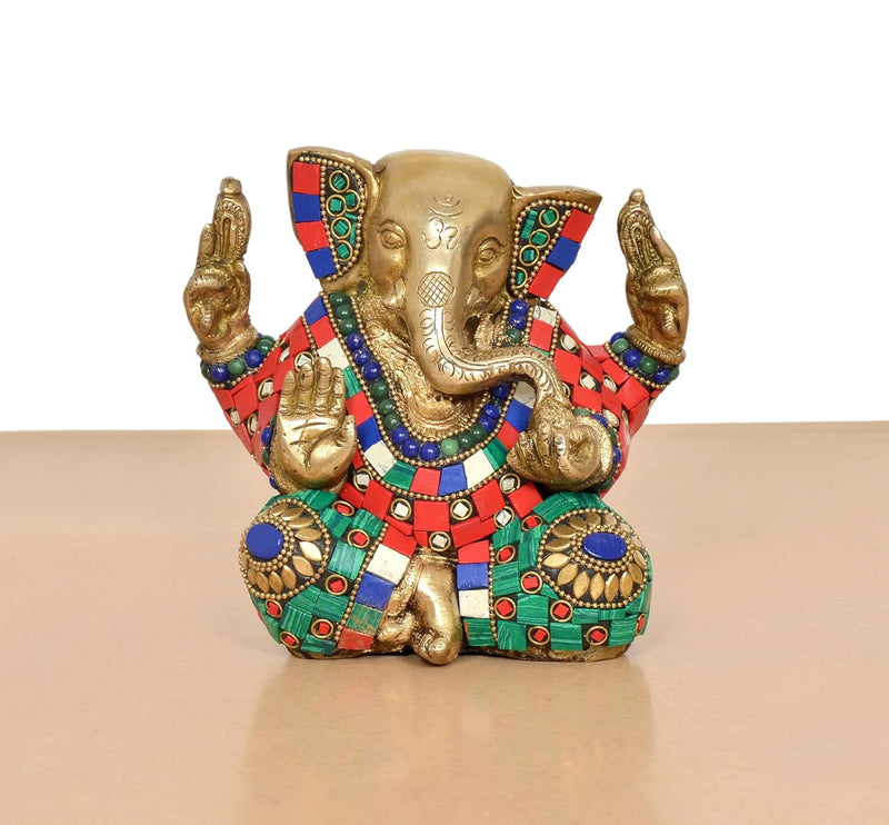 Brass Ganesha Sculpture – Spiritual Showpiece (Height 6 Inch)