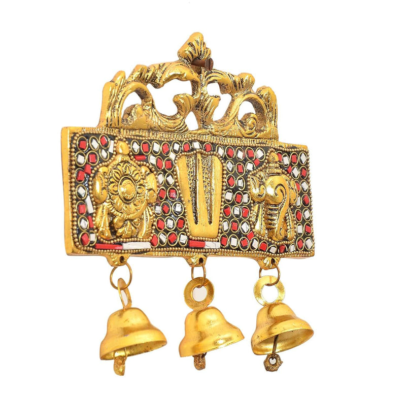 Metal Hanging Balaji Sanku Chakra Namam Latkan Statue (Height: 6 Inch)