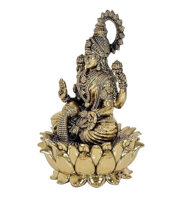 Fine Brass Lakshmi Laxmi Statue Idol Murti for Home Temple Office Mandir, (Height: 6 Inch) Study Setting