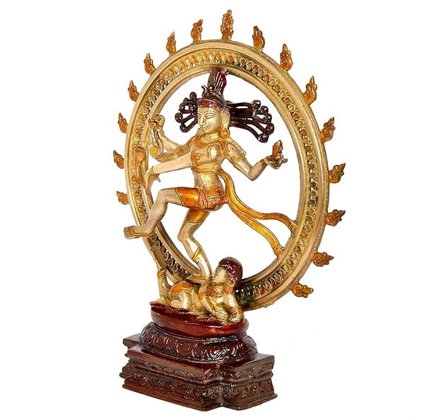 Brass Lord Shiva Dancing Natraj Brass Idol Statues Height: 18.5 inch Study Setting