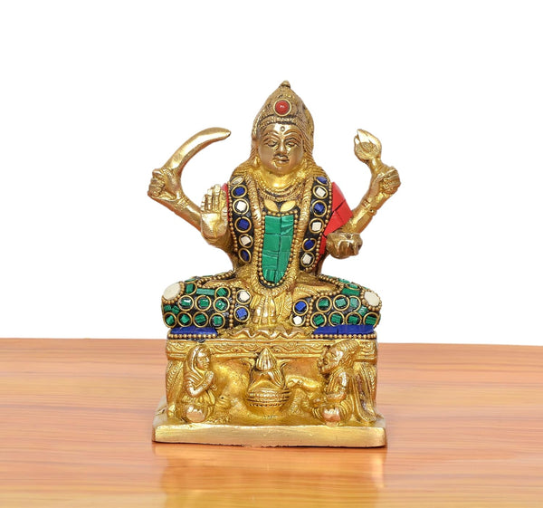 Brass Goddess Santoshi Maa Statue (Height: 5.5 inch) (Multicolor 1) Study Setting