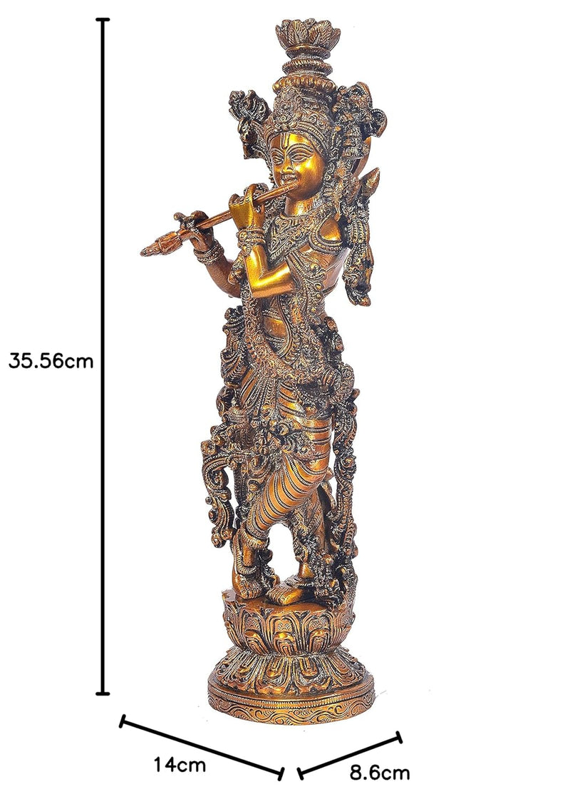 Brass Lord Krishna Idol Krishna (Height: 14 inches)