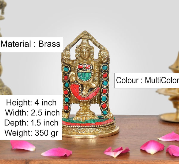 Brass Lord Tirupati Bala Ji Idol (Height :4 inch) (Multicolor 1) Entryway Setting
