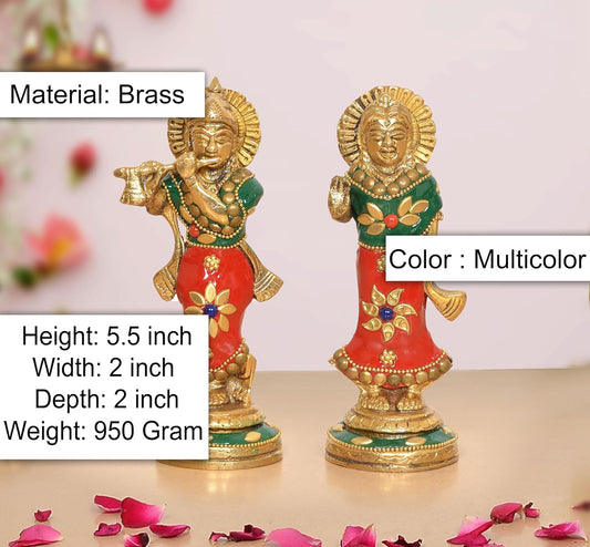 Brass Radha Krishna Idol (Height 5.5 Inch)