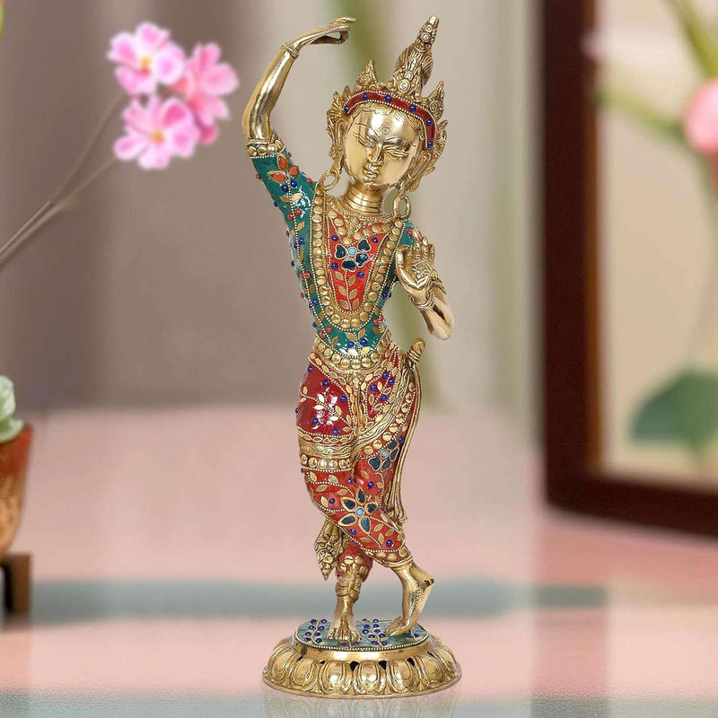 Brass Standing Dancing Tara Devi Statue (Height 20 Inch)