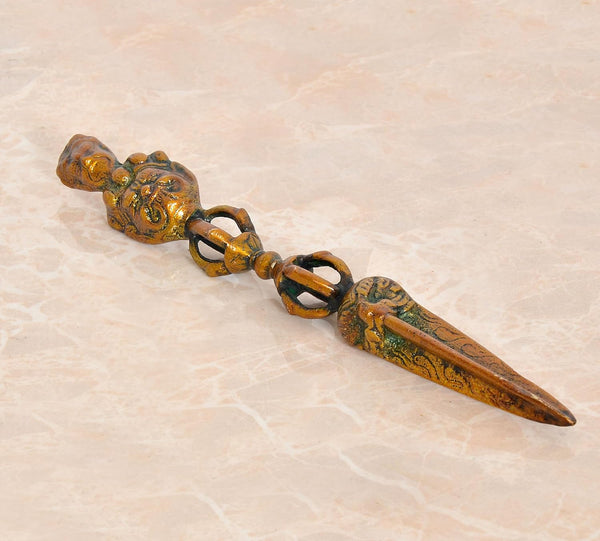 Brass Tibetan Handmade Dorje Vajra Furba Phurpa Dagger Adjustable Pendants (Height: 8 inch) (Multicolor 2) Mandir Setting