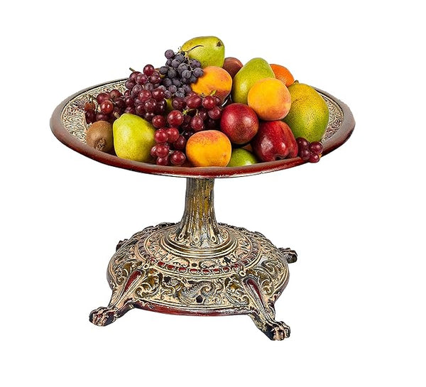 Brass Designer Fruit Basket Table Top Table Decor Decorative Showpiece Home Decor Gift Item Multicolour Height 5.5 Inches Entryway Setting