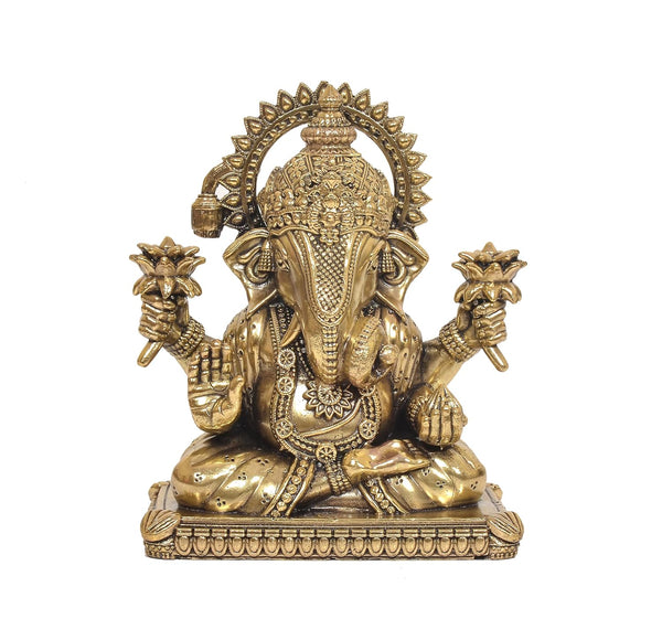 Brass Lord Ganesha Statue | Traditional Ganesh Vinayak Ganapati Bappa Idol for Home Decor, Mandir, Puja & Office (Height: 6 Inches) Entryway Setting