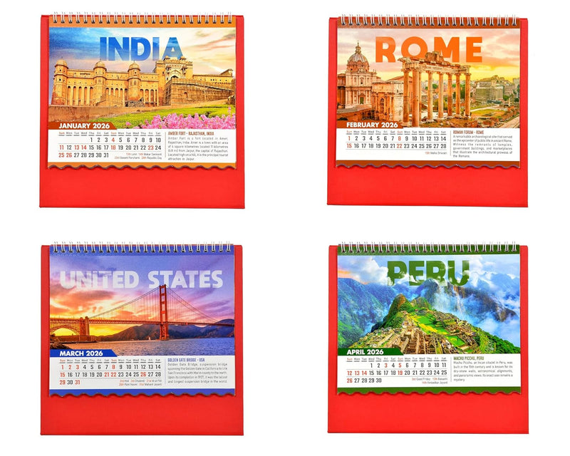 Table Calendar 2026 Explore Your Destination |12 Months| (Size 8.5 x 9 Inch)