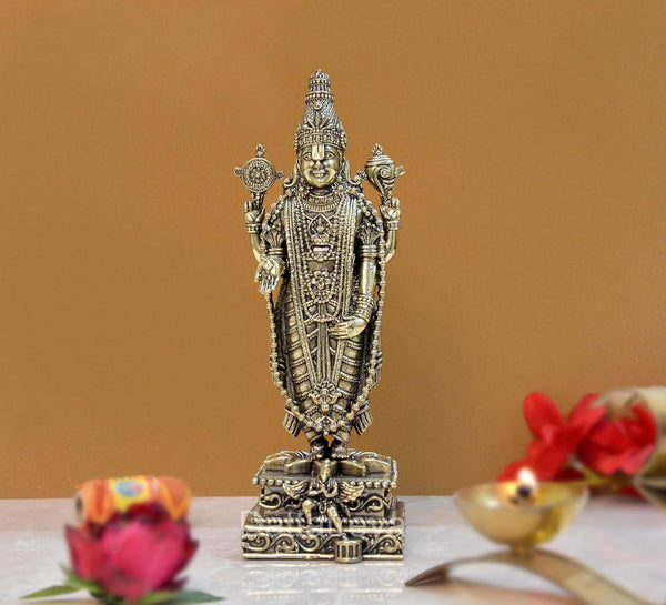 Superfine Brass Lord Tirupati Bala Ji Figurine (Height 8 Inch) Mandir Setting