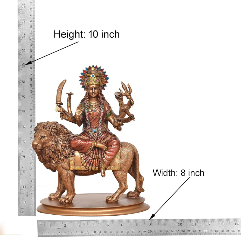 Resin Durga Maa with Lion Idol (Height: 10 Inch)
