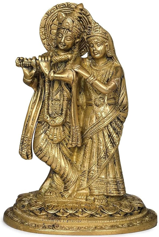 Brass Radha Krishna Idol (Height: 7.2 Inches)