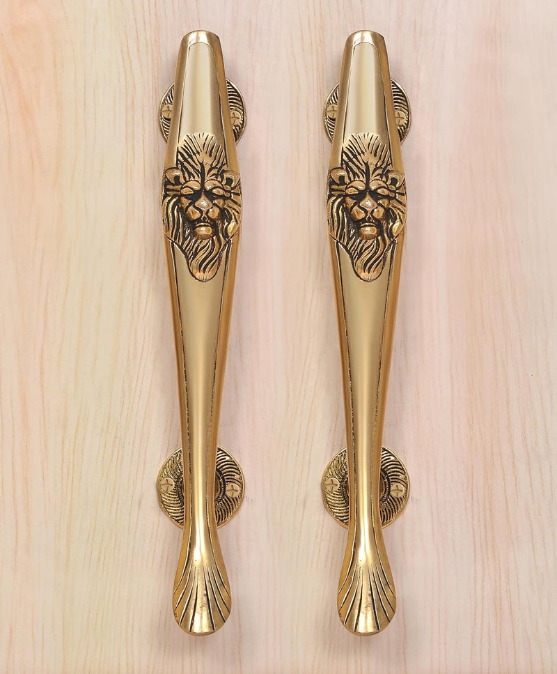 Brass Lion Face Design Main Door Pull Handle Pair (Pack of 2) (Height : 12.5 inch)
