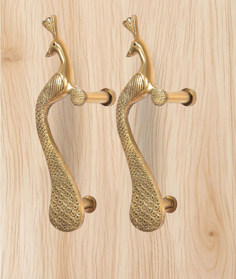 Brass Peacock Design Door Handle Pair (Pack of 2) (Height : 10 inch)
