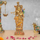 Handcrafted Brass Krishna Idol with Flute and Peacock Feather  for Home Decor & Pooja Mandir