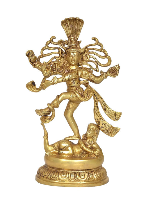 Brass Natraj Fierce Lord Shiva Dancing Idol (Height: 15 inch)