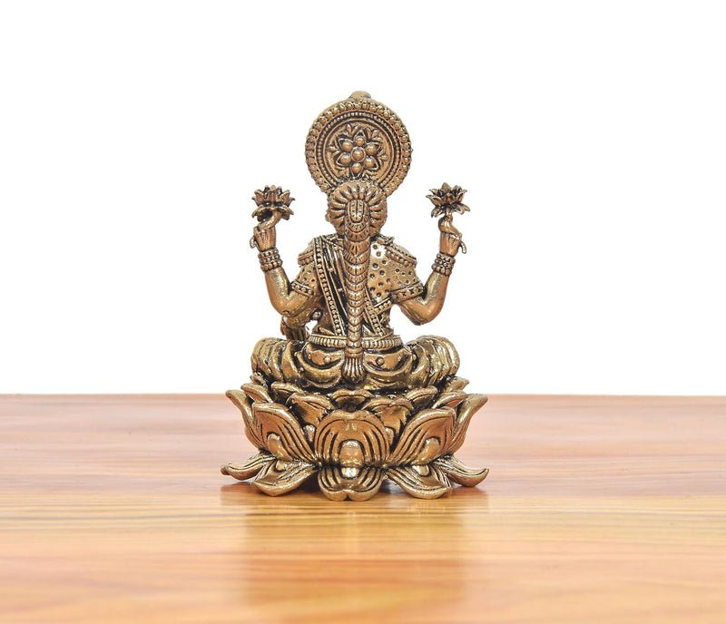 Bronze Goddess Lakshmi on Lotus Murti (Height 3 Inch)